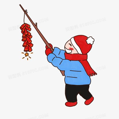 春节放鞭炮的小孩