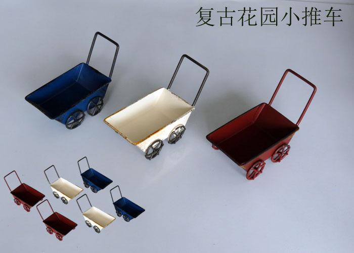 厂家现货混批 zakka手工复古花园创意家居小推车铁艺摆件拍摄道具