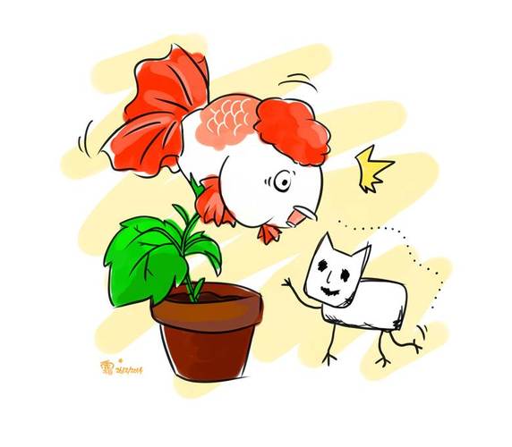 金鱼草猫好好ちゃん雨木目的鬼灯的冷彻插画图片