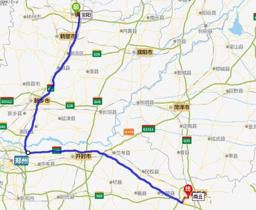 从安阳到商丘走连霍高速地图