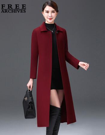 free香港轻奢品牌双面羊绒大衣女长款过膝黑色羊毛呢外套女2021冬季