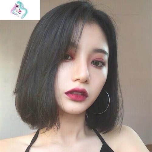 网红假发女短发中分圆脸bobo头自然少女短直发蓬松学生锁骨发头套你