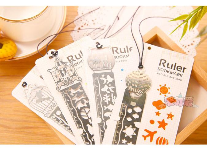 唯美镂空超薄精致迷你金属书签带刻度 创意简约可爱书签