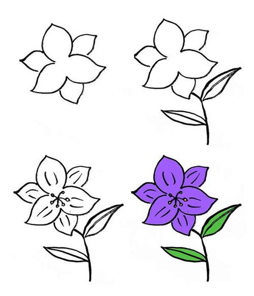 一大波漂亮的花朵简笔画画法步骤图简单几笔就能画出来
