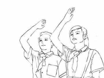 如何画人敬礼小学生简笔画