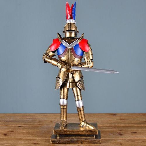 古代欧洲中世纪罗马盔甲士兵武士复古铁艺模型酒吧装饰工艺品摆.