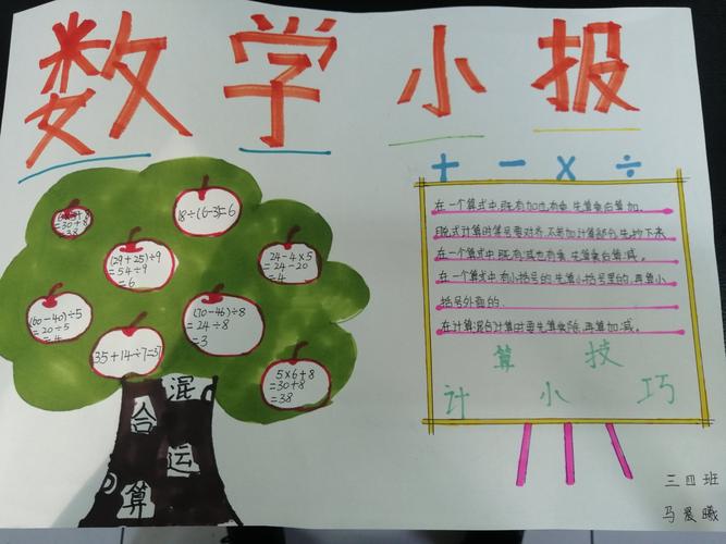 数学之美 美在手中——亳州学院附属学校三(4)班数学手抄报活动