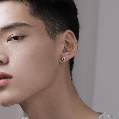 s925银耳钉男潮单只个性男款小众祥云耳环潮流男士耳饰