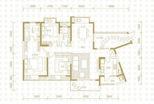豪享百平双卫通透户型光谷新世界c3户型尊贵自显