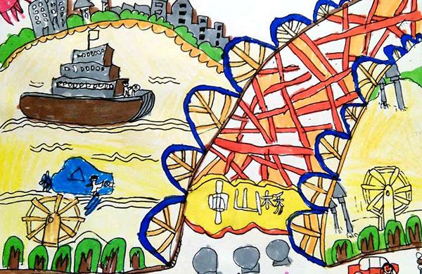 少儿画苑创意儿童画赏析小小一幅画浓浓家乡情