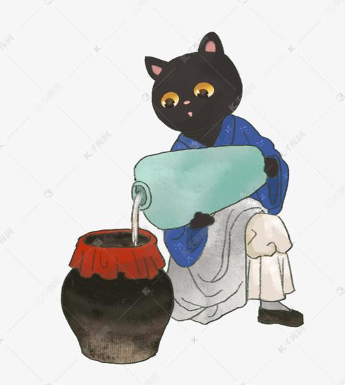 动物拟人古代酿酒倒酒