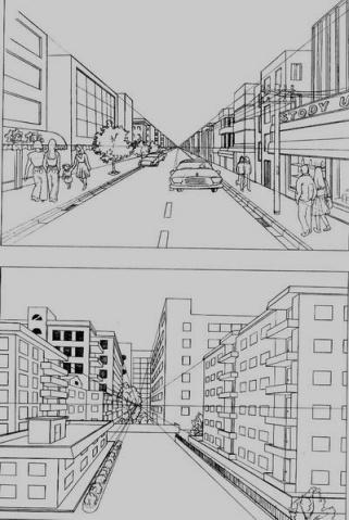 画风景等都必须掌握近大远小的透视