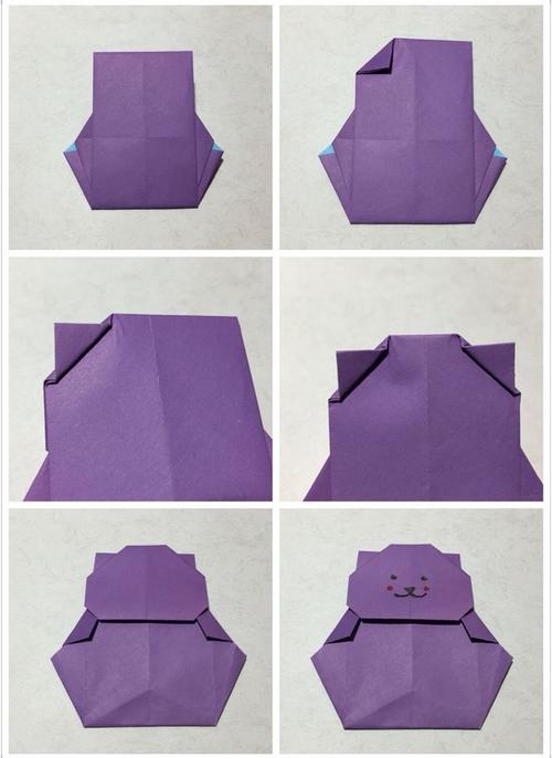 情人节手工【手捧爱心的折纸小熊】第四步:小熊部分完成