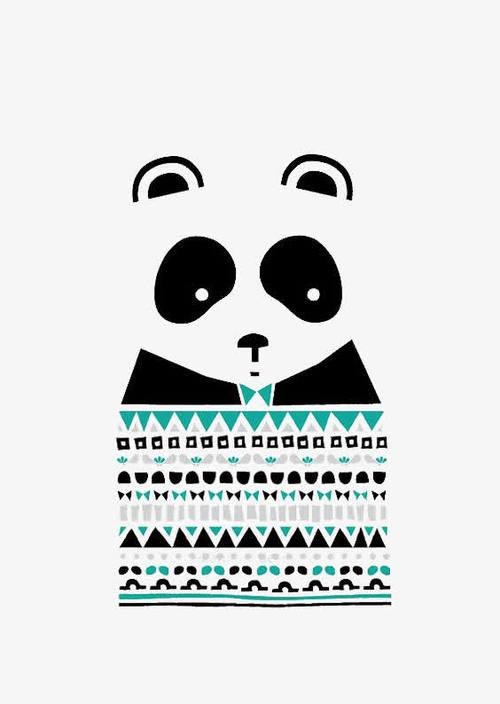 熊猫,动物,花纹,插画,卡通,手绘, 文艺, 清新