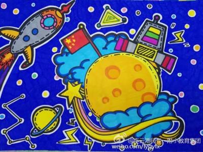 文明峨眉科幻画简笔画