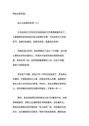 幼儿大班教学反思