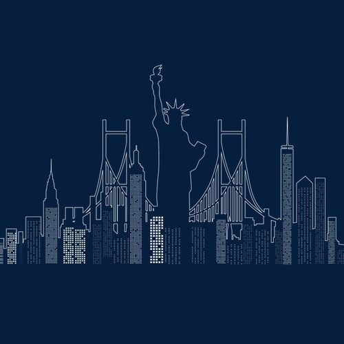 搜图123提供独家原创创意纽约城市剪影矢量素材下载,此素材图片已被