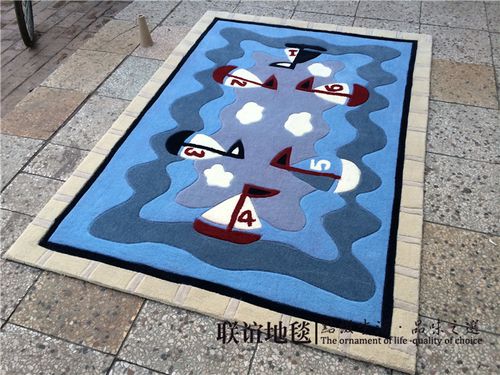 包邮 地中海圆形帆船地毯 客厅卧室腈纶卡通儿童电脑椅垫吊篮地垫