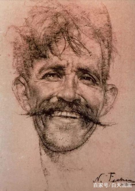 白天画画,俄罗斯艺术大师尼古拉.费欣素描人像作品欣赏