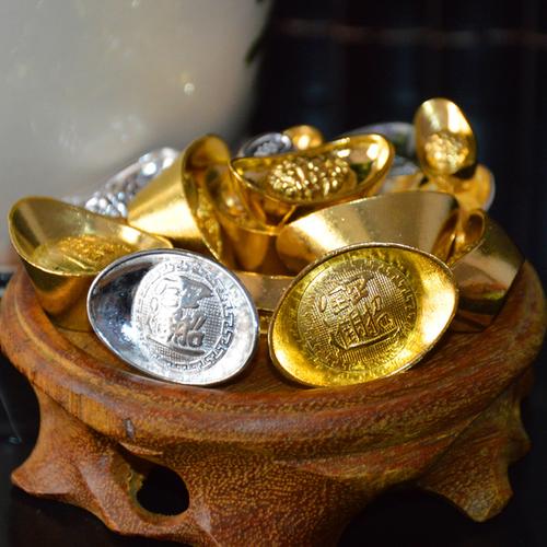 [泰山德缘居] fa 大量可批 开光金银元宝合金小元宝招财进宝聚财摆件