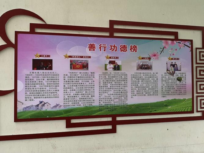 将公益广告,善行功德榜,村规民约等宣传内容有机融合,积极营造移风