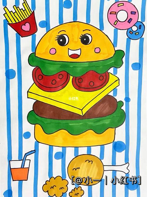 (6/300)儿童创意画 汉堡包_汉堡包_文化_绘画