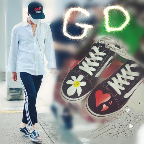 韩国ulzzang复古帆布鞋gd权志龙手绘涂鸦鞋粉丝必备板鞋女学生潮