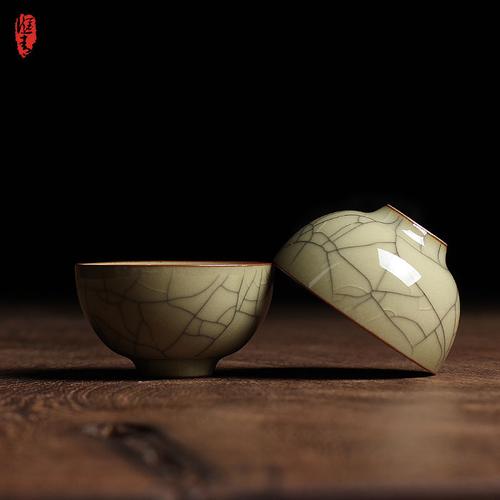 正品龙泉青瓷冰裂功夫茶具品茗杯茶杯陶瓷杯子个人杯茶碗王文作品