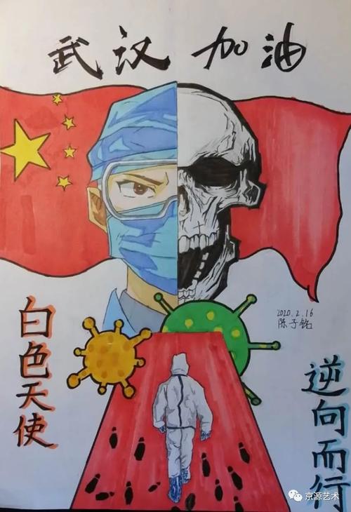 京源学校初一1班战疫情主题宣传画