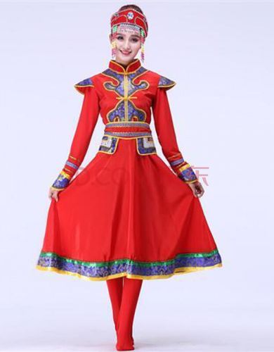 新款蒙古族演出服蒙古舞蹈服装女成人少数民族鸿雁广场舞大摆裙袍lpf