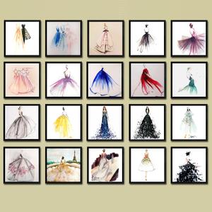 婚纱店挂画 2018年时尚蓬蓬裙\淑女服装店装饰画 小礼服壁画包邮