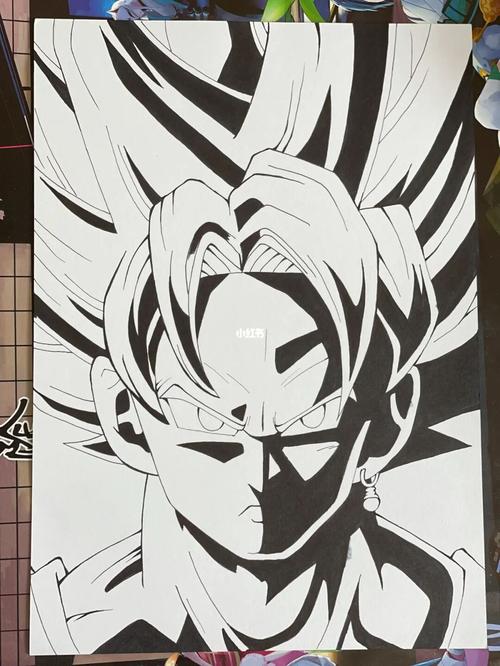 马克笔手绘七龙珠悟空黑白线稿_手绘_马克笔_线稿_七龙珠_文化_绘画