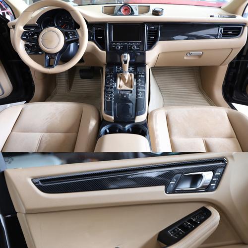 适用于macan纹色碳纤改装内饰卡宴小卡保时捷2014汽车
