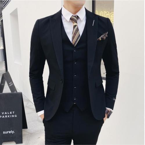 新款绅士商务夜店发型师纯色礼服小西装三件套 男士