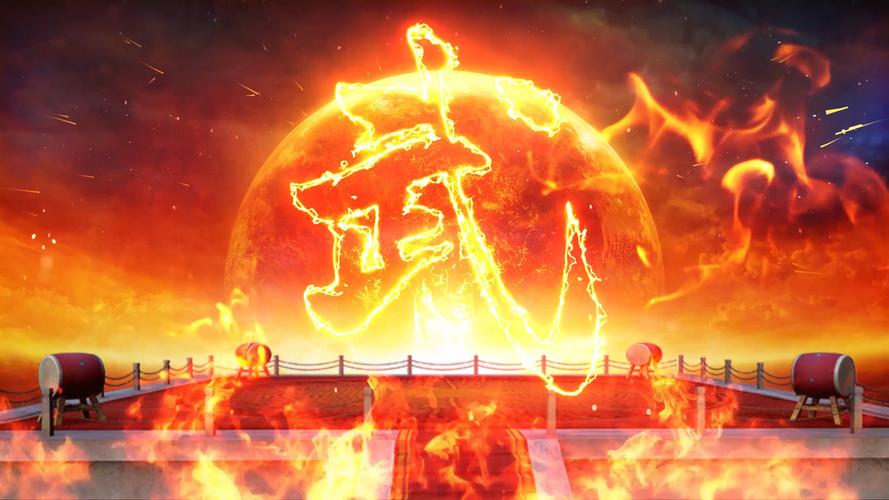 武术擂台功夫表演比赛火焰背景视频03_1920x1080_高清
