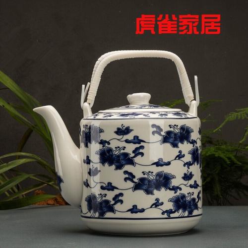 景德镇耐热陶瓷茶壶大号提梁壶青花瓷泡茶壶凉水壶家视频