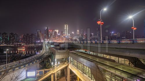 千厮门嘉陵江大桥夜景8k延时