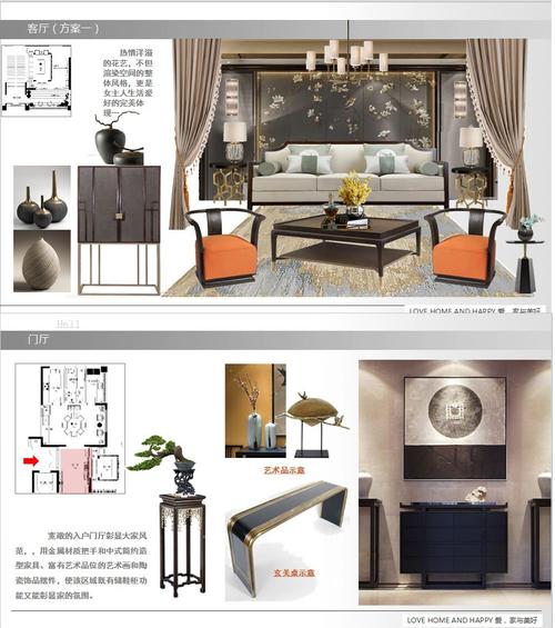 新中式概念编辑可编内容模板ppt方案软装室内设计素材