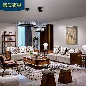 赖氏实木家具沙发黑胡桃
