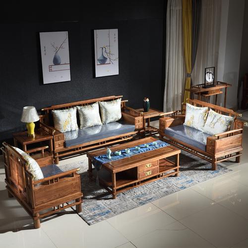 红木沙发刺猬紫檀新中式家具花梨木现代简约小户型