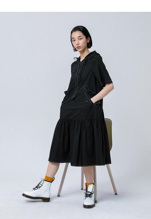 幻走2020夏季新款女装纯棉裙子减龄连帽口袋中长款夏