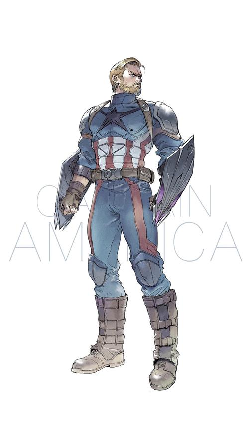 美国队长 超级英雄 欧美 复仇者联盟 手绘