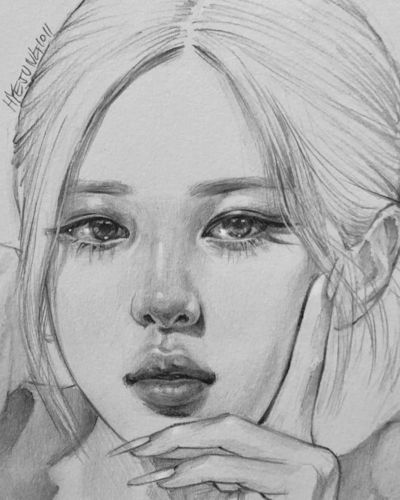 好撩人,韩国美女画笔下的素描,lisa,朴彩英在她笔下画