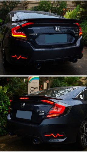 适用于本田十代思域尾灯总成改装熏黑led尾灯星空扫描流光后尾灯