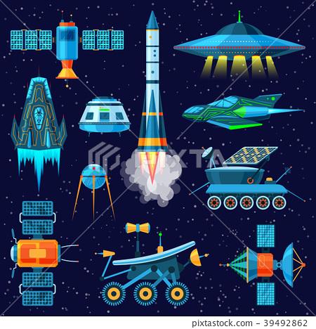 图库插图: rocket vector spaceship or spacecraft and