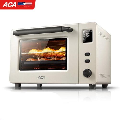 aca烤箱家用小型电烤箱家庭多功能烘焙40升大容量全自动搪瓷米黄色