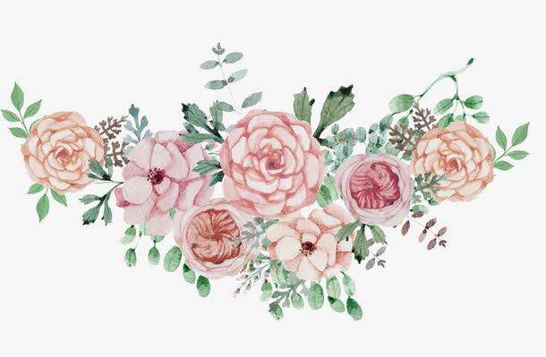 水彩鲜花花簇