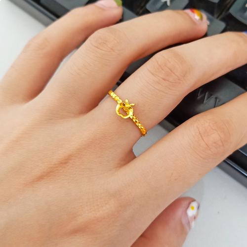 正品黄金戒指女款9999足金饰品小苹果素圈时尚新款纯金首饰真金子