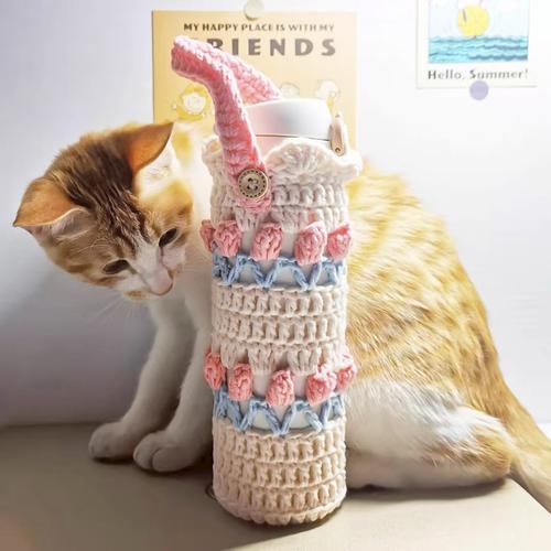 毛线卡通水杯套手工diy编织钩针针织玩偶礼物娃娃冬季杯套材料包