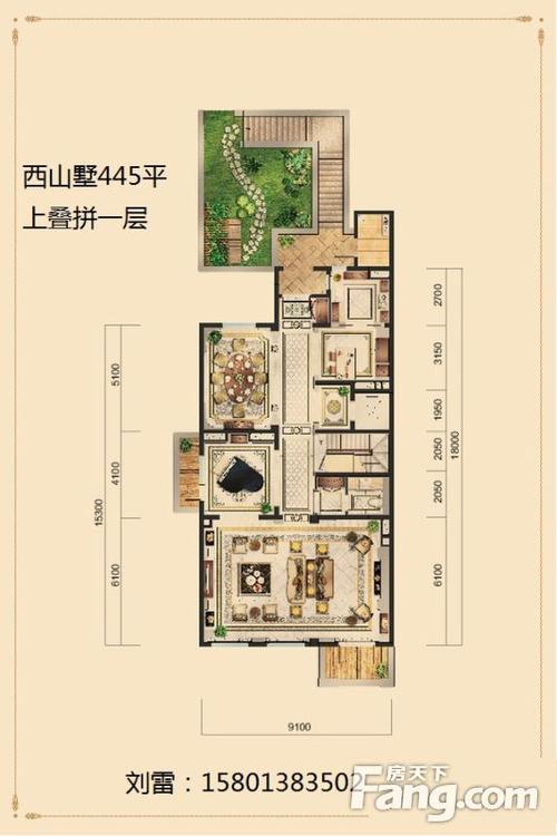 华润西山墅特价上叠,南向面宽9.1米 送50平花园